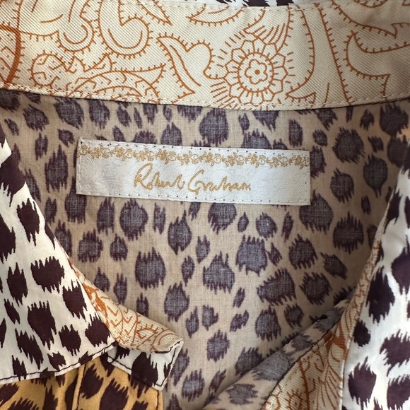 Robert Graham animal print long sleeve 100% cotton size M - Picture 7 of 11